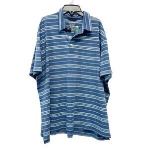 LL Bean Men's Lakewashed Performance Polo Short Sleeve Bright Mariner Stripe XXL